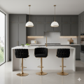Hoker regulowany, obrotowy, barowy, do kuchni Glamour Loft Pleciony MARBELLA  czarny