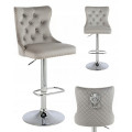 Hoker barowy, do kuchni, salonu, elegancki CRYSTAL VELVET JASNOSZARY SL