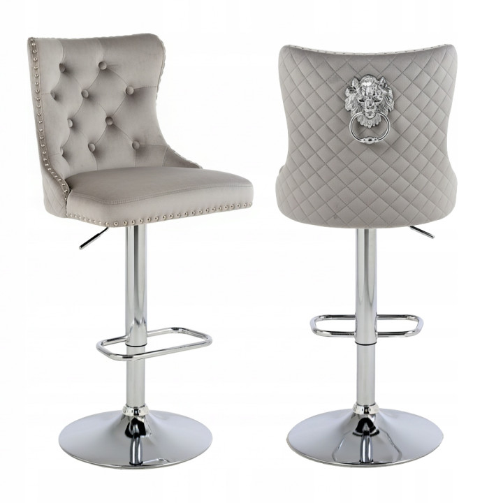 Hoker barowy, do kuchni, salonu, elegancki CRYSTAL VELVET JASNOSZARY SL