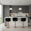 Hoker regulowany, obrotowy, barowy, do kuchni Glamour Loft Pleciony MARBELLA  czarny
