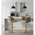 Hoker regulowany, obrotowy, barowy, do kuchni Glamour Loft Pleciony MARBELLA kawowy