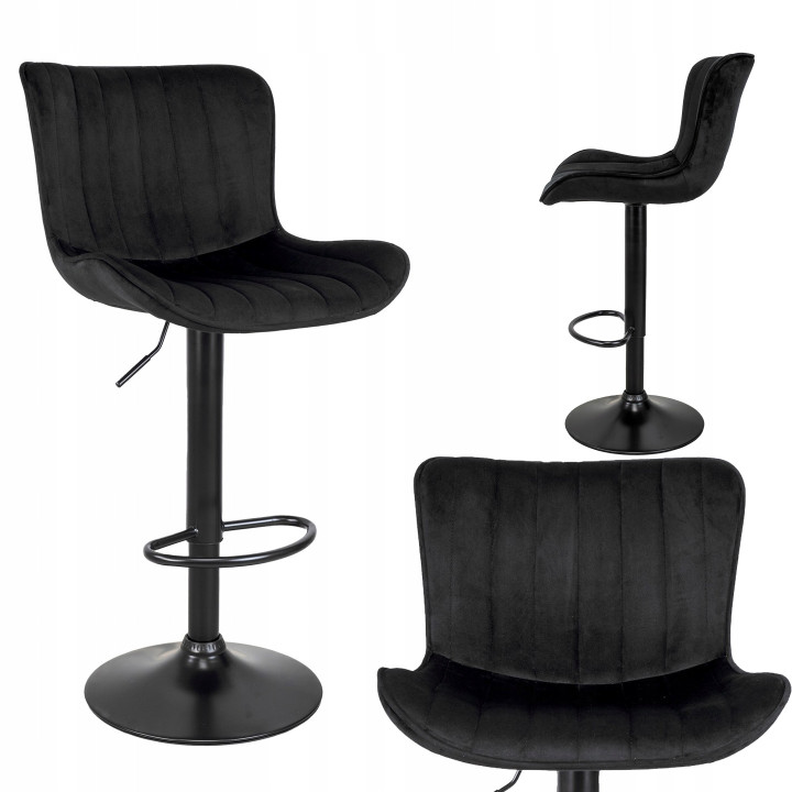 Hoker barowy, do kuchni, salonu, elegancki MALAGA VELVET CZARNY BL