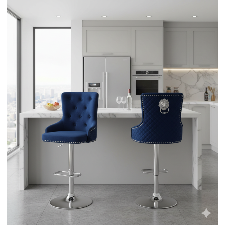 Hoker barowy,do kuchni, salonu, pokoju, elegancki ROYAL VELVET NIEBIESKI SL