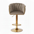 Hoker regulowany, obrotowy, barowy, do kuchni Glamour Loft Pleciony MARBELLA kawowy