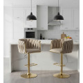 Hoker regulowany, obrotowy, barowy, do kuchni Glamour Loft Pleciony MARBELLA kawowy