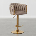 Hoker regulowany, obrotowy, barowy, do kuchni Glamour Loft Pleciony MARBELLA kawowy