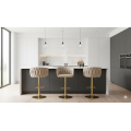 Hoker regulowany, obrotowy, barowy, beżowy do kuchni Glamour Loft Pleciony MARBELLA