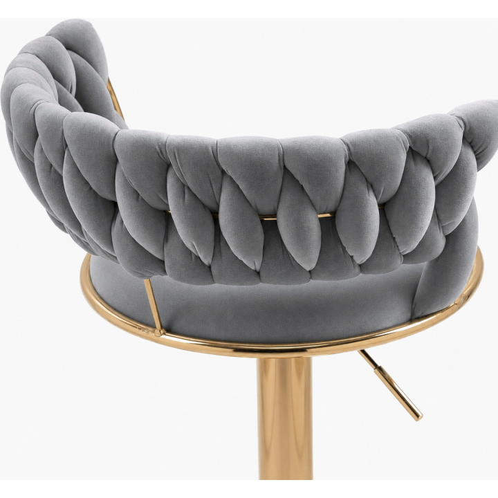 Hoker IMPERIA Glamour stołek Krzesło Barowe 100 cm Złote nóżki Welur szare