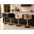 Hoker regulowany, obrotowy, barowy, beżowy do kuchni Glamour Loft Pleciony MARBELLA