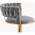 Hoker IMPERIA Glamour stołek Krzesło Barowe 100 cm Złote nóżki Welur szare