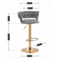 Hoker IMPERIA Glamour stołek Krzesło Barowe 100 cm Złote nóżki Welur szare