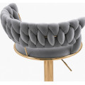 Hoker IMPERIA Glamour stołek Krzesło Barowe 100 cm Złote nóżki Welur szare