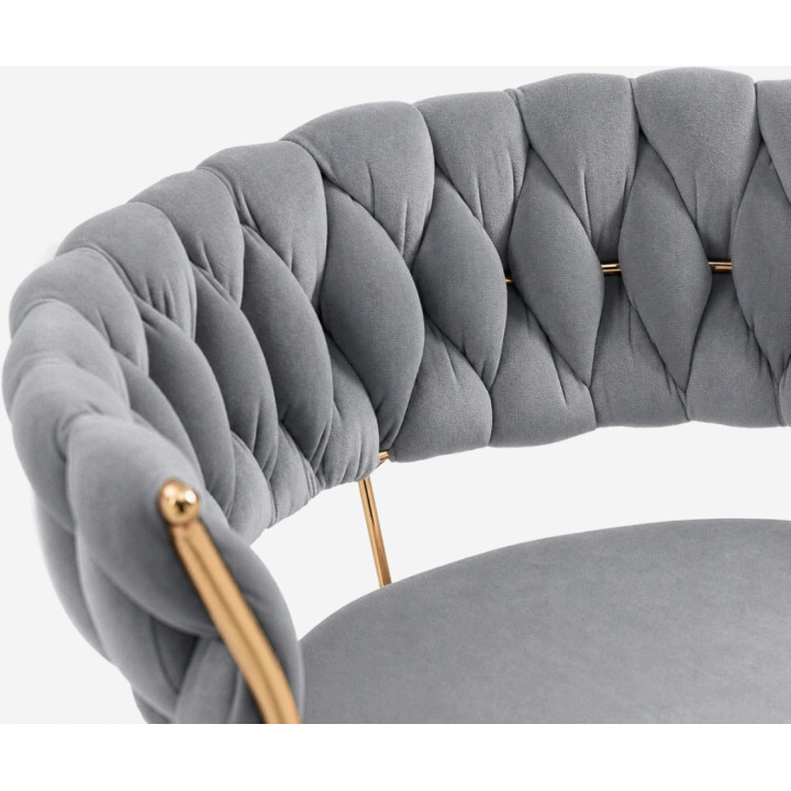 Hoker IMPERIA Glamour stołek Krzesło Barowe 100 cm Złote nóżki Welur szare