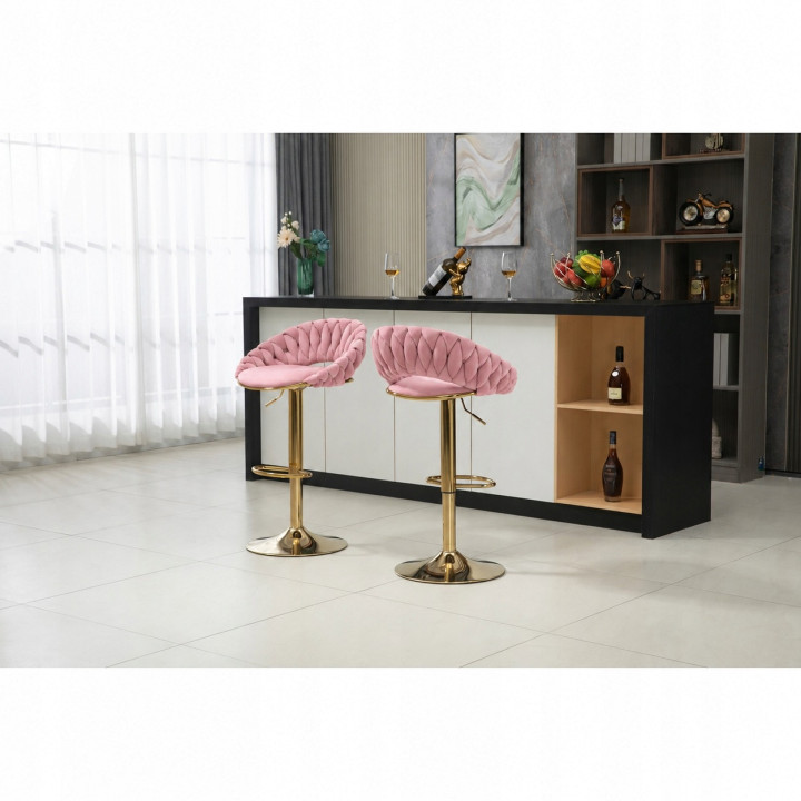 Hoker regulowany, krzesło barowe, FARVISO różowy elegancki loft