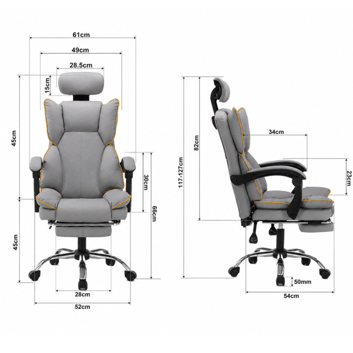 Fotel obrotowy, biurowy, ergonomiczny COMO szary