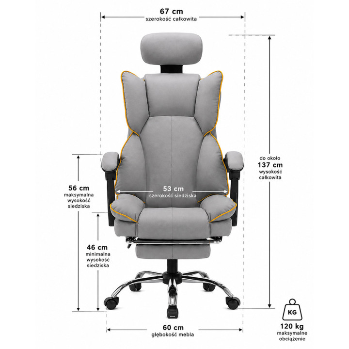 Fotel obrotowy, biurowy, ergonomiczny COMO szary