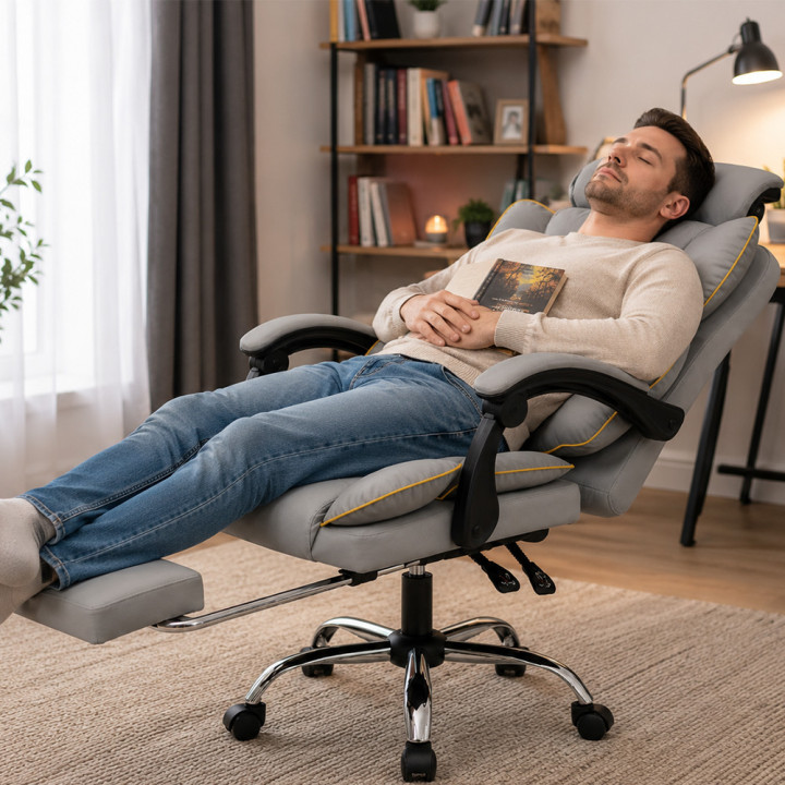 Fotel obrotowy, biurowy, ergonomiczny COMO szary