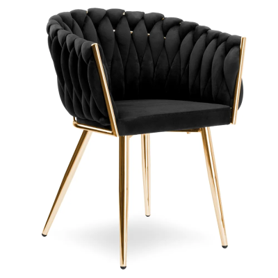 Krzesło Fotel do salony IMPERIA welur czarny GLAMOUR LOFT 1 szt.