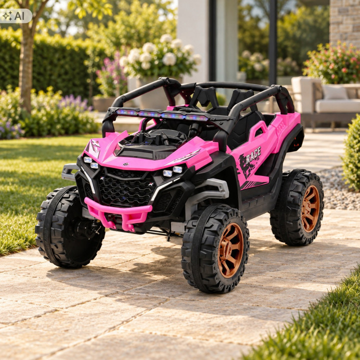 AUTO BUGGY ULTRA NA AKUMULATOR, 2OSOBOWE, BEZPIECZNY różowy dla dziewczynki