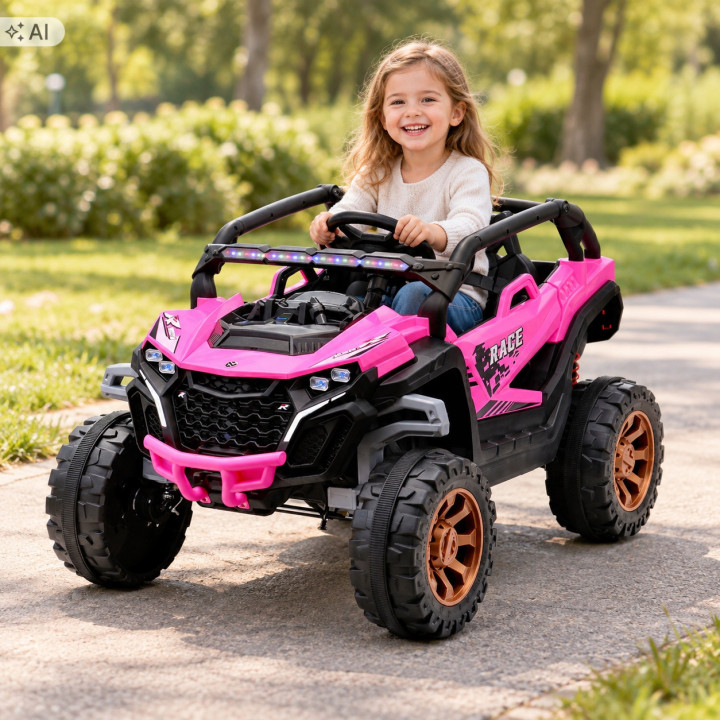 AUTO BUGGY ULTRA NA AKUMULATOR, 2OSOBOWE, BEZPIECZNY różowy dla dziewczynki