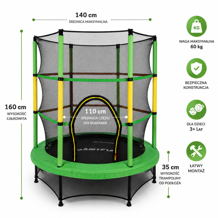 ZIELONO-ŻÓŁTA-TRAMPOLINA DO DOMU I OGRODU 140 JF