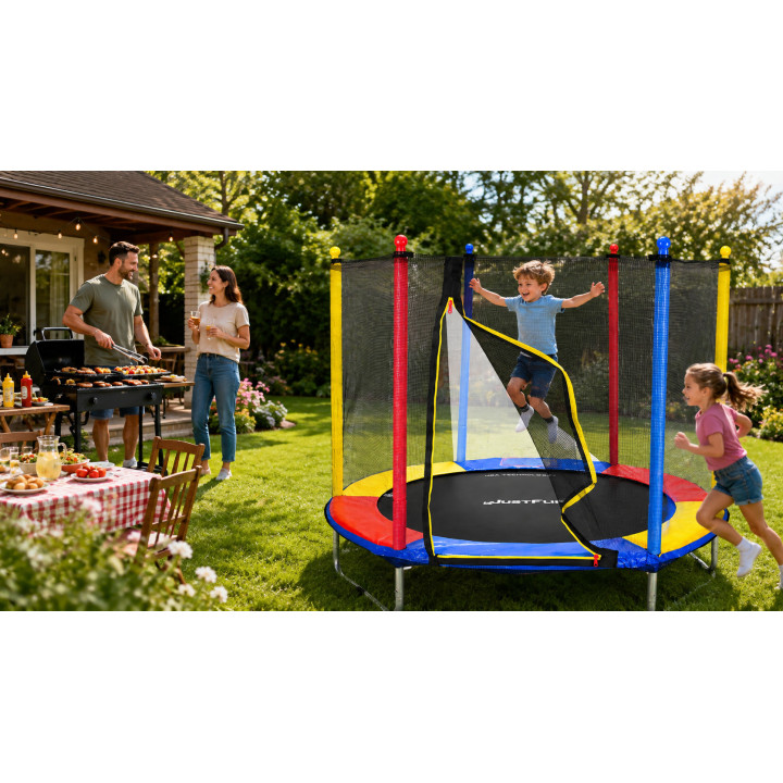 TRAMPOLINA REKREACYJNA DLA DZIECI 152 CM JUST FUN MULTICOLOR