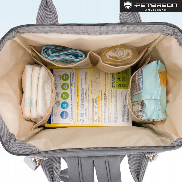 Plecak dla Mamy do Wózka Torba Organizer Mommy Bag PETERSON 10 Kieszeni