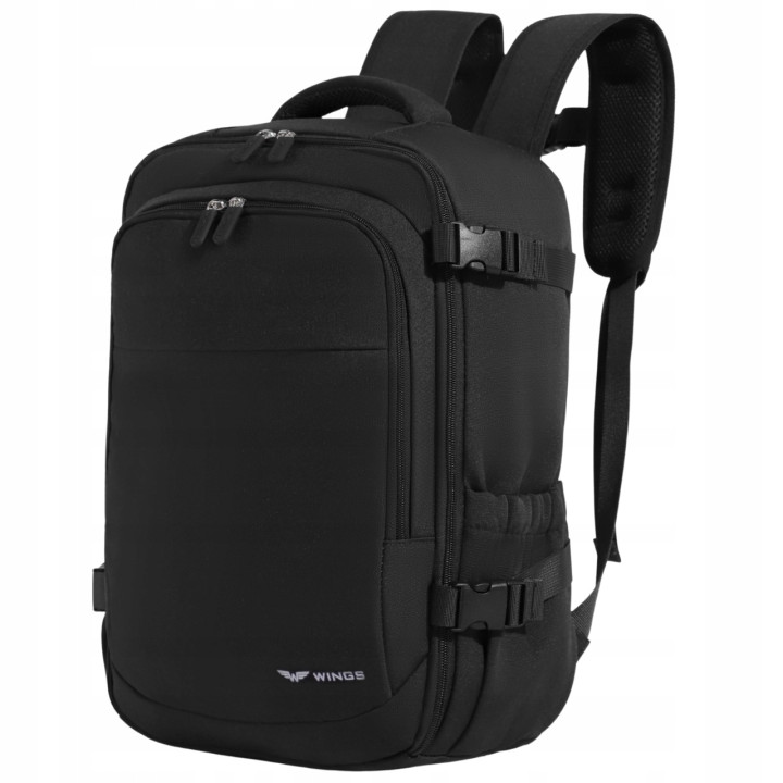 Plecak kabinowy WINGS bagaż podręczny 40x25x20 Ryanair Wizz Air 20L BLACK