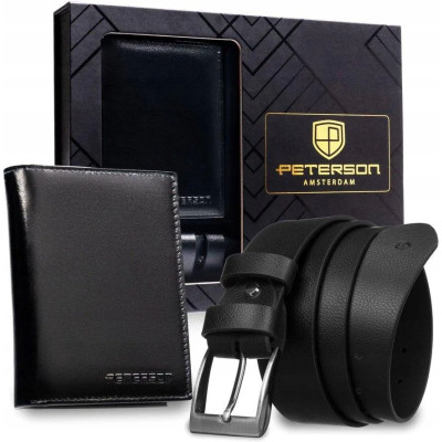 Zestaw prezentowy MĘSKI Peterson Portfel pasek 140 czarny