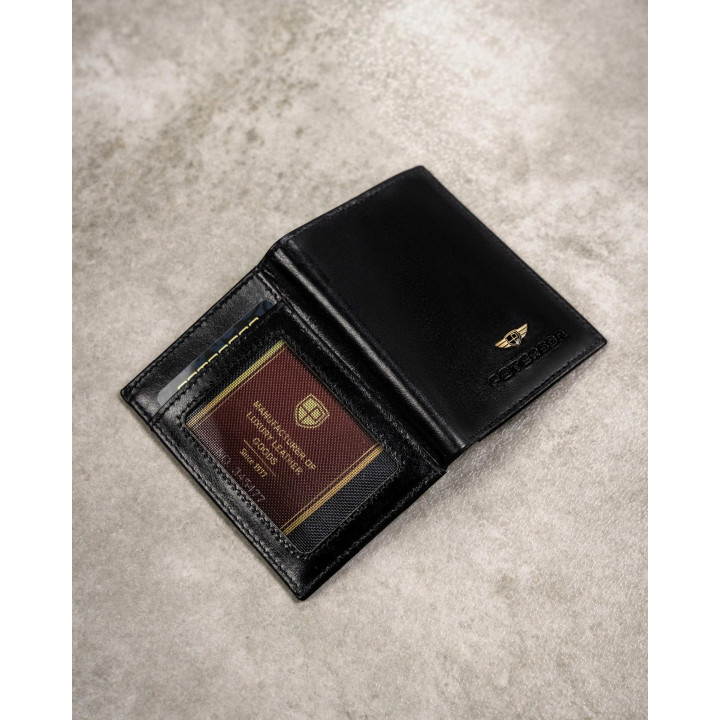 Peterson Zestaw portfel + etui skórzane męskie BLACK czarny PREZENT