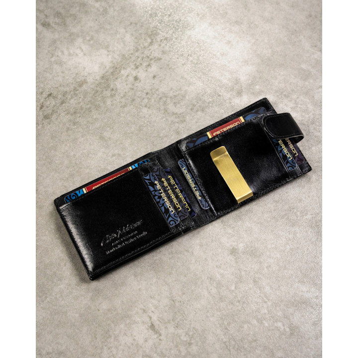 Peterson Zestaw portfel + etui skórzane męskie BLACK czarny PREZENT