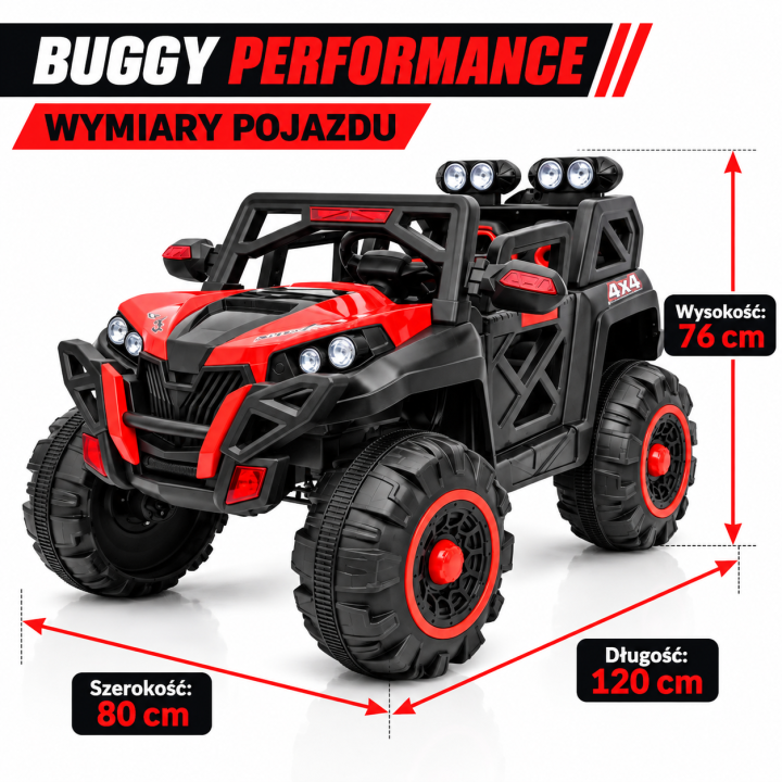 AUTO BUGGY PERFORMANCE RED NA AKUMULATOR, MOCNY, BEZPIECZNY CZERWONY