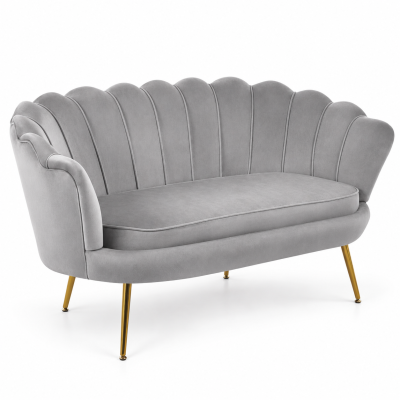 SZARA WELUROWA SOFA KANAPA DWUOSOBOWA TAPICEROWANA FLOWERS