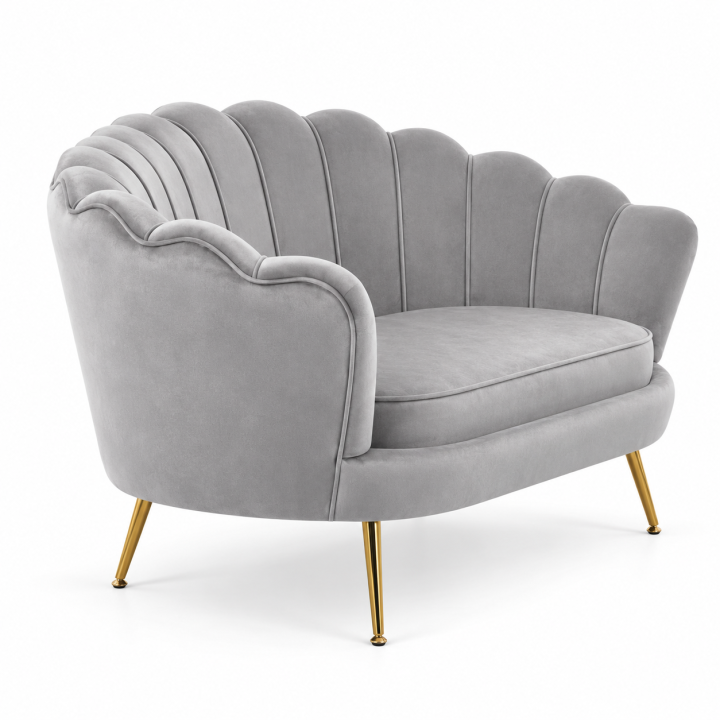 SZARA WELUROWA SOFA KANAPA DWUOSOBOWA TAPICEROWANA FLOWERS