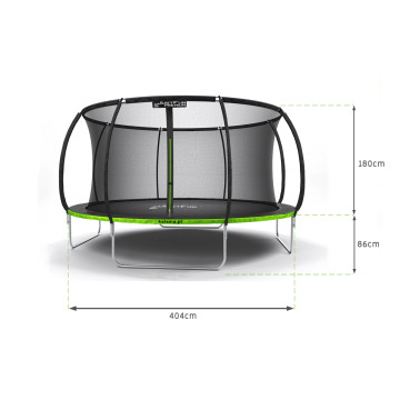 TRAMPOLINA OGRODOWA PREMIUM BLACK Z SIATKĄ 13FT/404CM