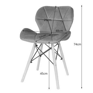 Krzesło RIPIANO VELVET 48 x 44 x 73 cm odcienie szarości 1 szt.