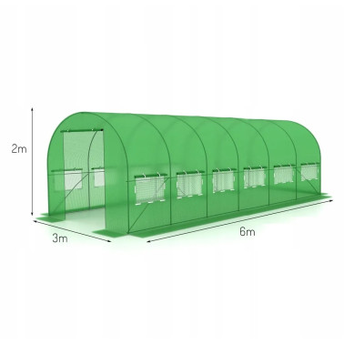 Tunel ogrodowy foliowy 18 m² 600 x 300 cm zielony szklarnia