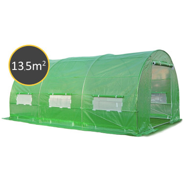 Tunel ogrodowy foliowy 13,5 m² 450 x 300 cm zielony szklarnia