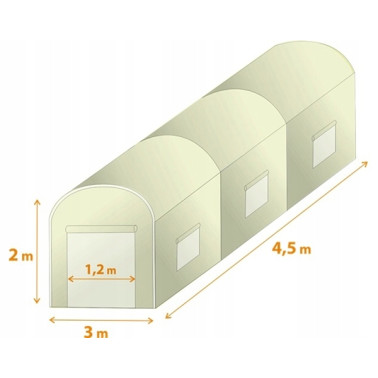 Tunel ogrodowy foliowy 13,5 m² 450 x 300 cm zielony szklarnia