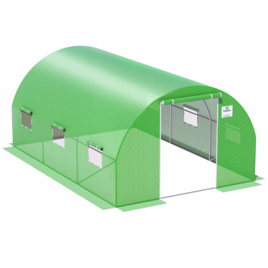 Tunel ogrodowy foliowy 13,5 m² 450 x 300 cm zielony szklarnia