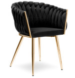 Krzesło Fotel do salony IMPERIA welur czarny GLAMOUR LOFT 1 szt.