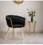 Krzesło Fotel do salony IMPERIA welur czarny GLAMOUR LOFT 1 szt.
