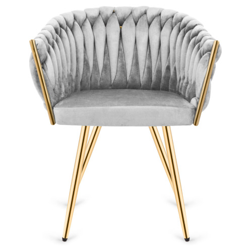 Krzesło Fotel do salonu IMPERIA welur Szary GLAMOUR LOFT 1 szt.