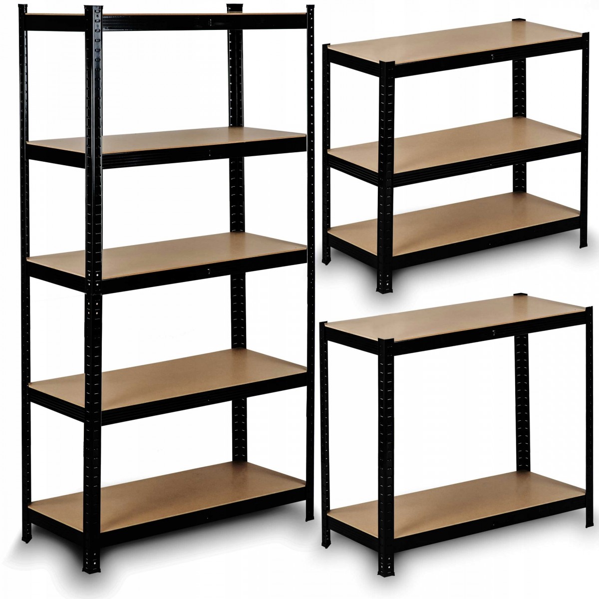 Regał metalowy magazynowy 150 x 75 x 30 cm Humberg HR-811 czarny mocny