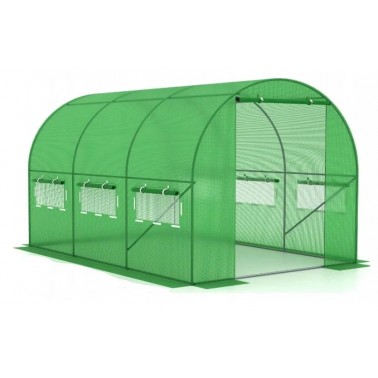 Tunel ogrodowy foliowy 13,5 m² 450 x 300 cm zielony szklarnia