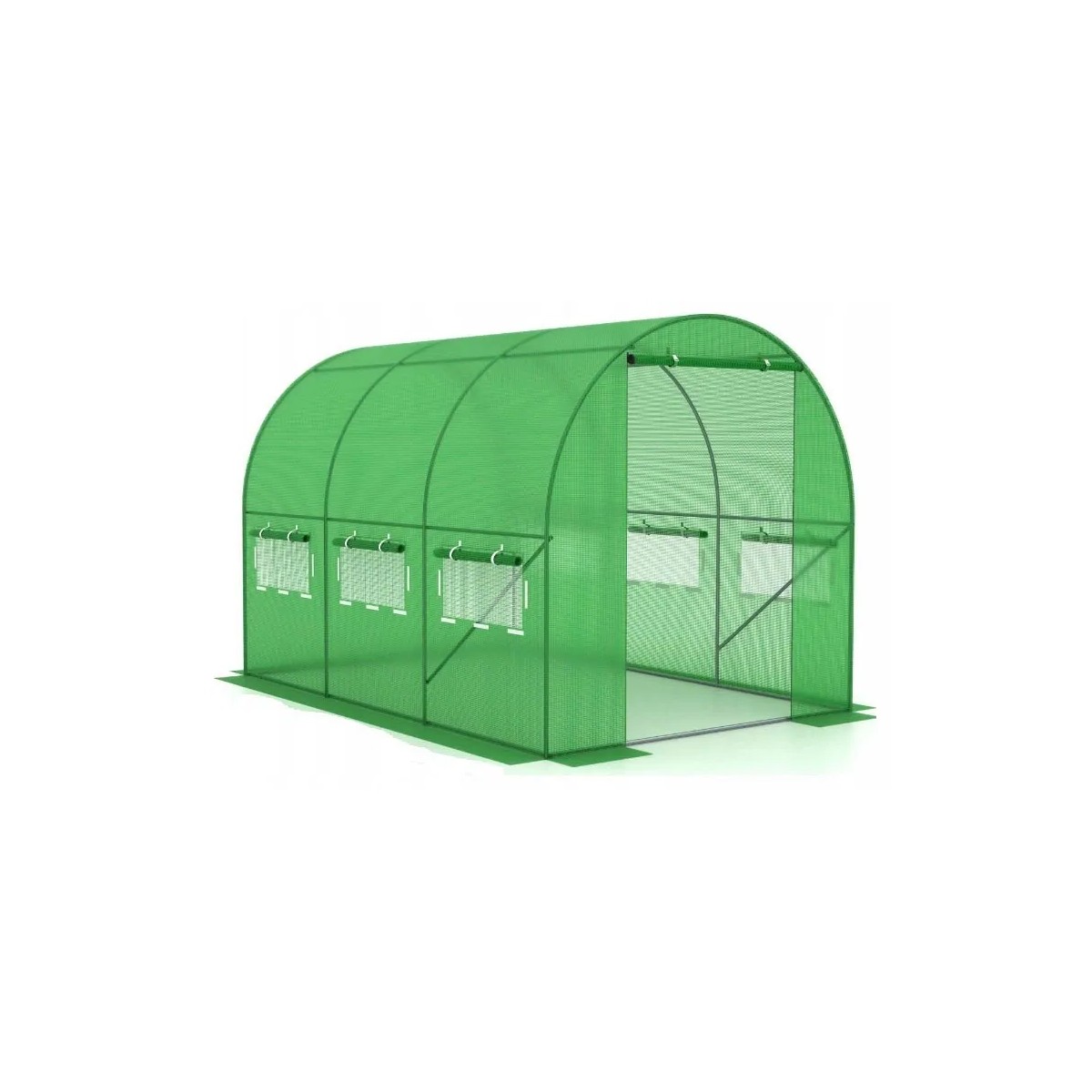 Tunel ogrodowy foliowy 7 m² 300 x 250 cm zielony szklarnia