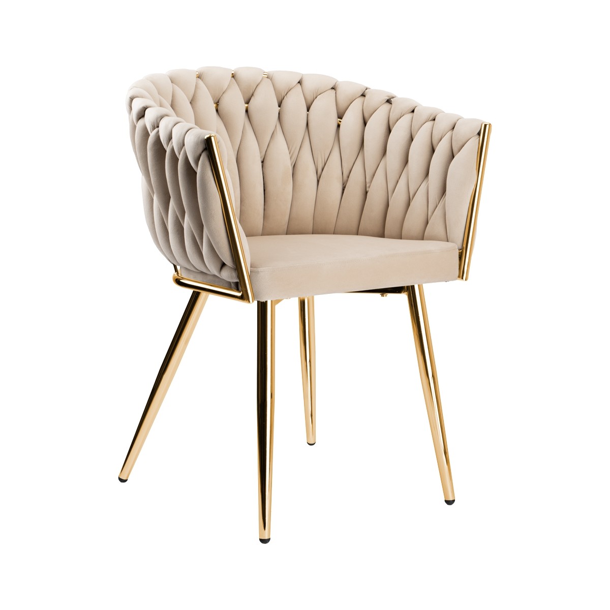 Krzesło Fotel do salonu IMPERIA welur Beżowy Krem GLAMOUR LOFT 1 szt.
