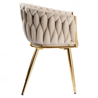 Krzesło Fotel do salonu IMPERIA welur Beżowy Krem GLAMOUR LOFT 1 szt.