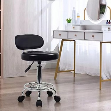 Krzesło kosmetyczne na kółkach CZARNE do SALONU TABORET FOTEL
