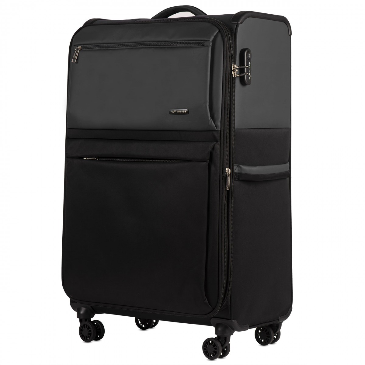 Walizka miękka kabinowa Wings poliester LN01 S BLACK/GREY